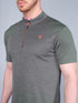 Men Melange Slim Fit Mock Neck T-shirt with DOUBLE COOL