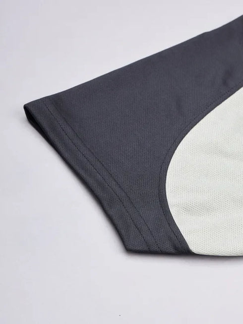 Men Colorblock Slim Fit Mock Neck T-shirt with TECHNO COOL+