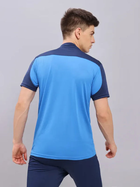 Men Colorblock Slim Fit Mock Neck T-shirt with TECHNO COOL+