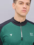 Men Colorblock Slim Fit Mock Neck T-shirt with TECHNO COOL+