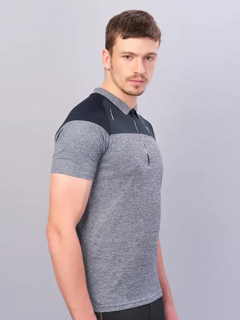 Men Melange Slim Fit Polo T-shirt with DOUBLE COOL