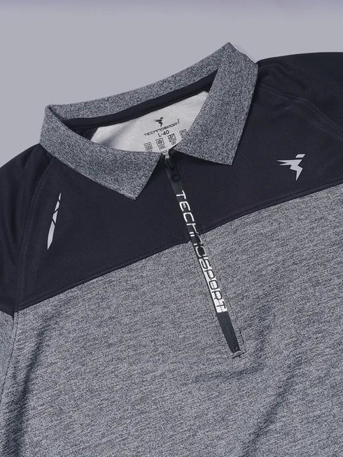 Men Melange Slim Fit Polo T-shirt with DOUBLE COOL