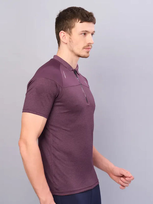 Men Melange Slim Fit Polo T-shirt with DOUBLE COOL