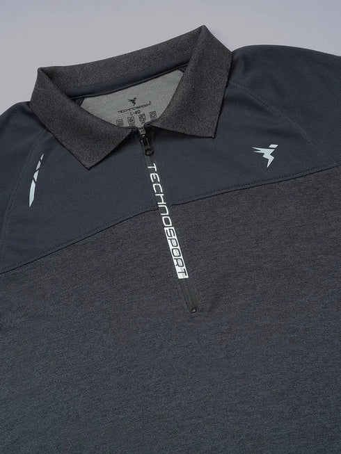Men Melange Slim Fit Polo T-shirt with DOUBLE COOL