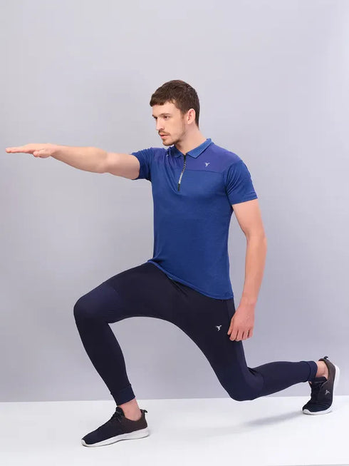 Men Melange Slim Fit Polo T-shirt with DOUBLE COOL