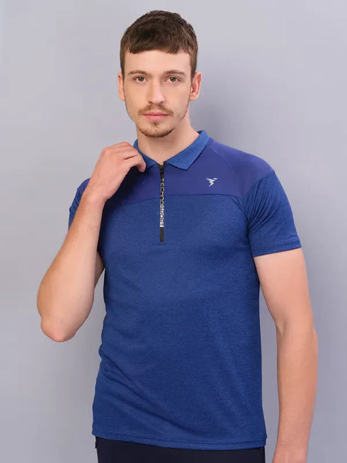 Men Melange Slim Fit Polo T-shirt with DOUBLE COOL
