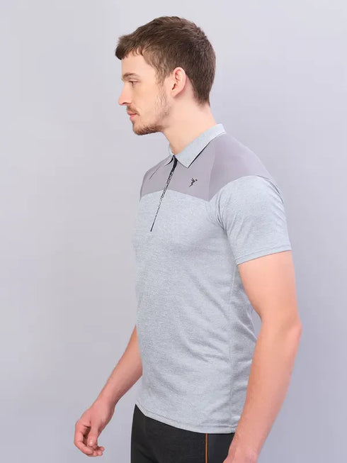 Men Melange Slim Fit Polo T-shirt with DOUBLE COOL