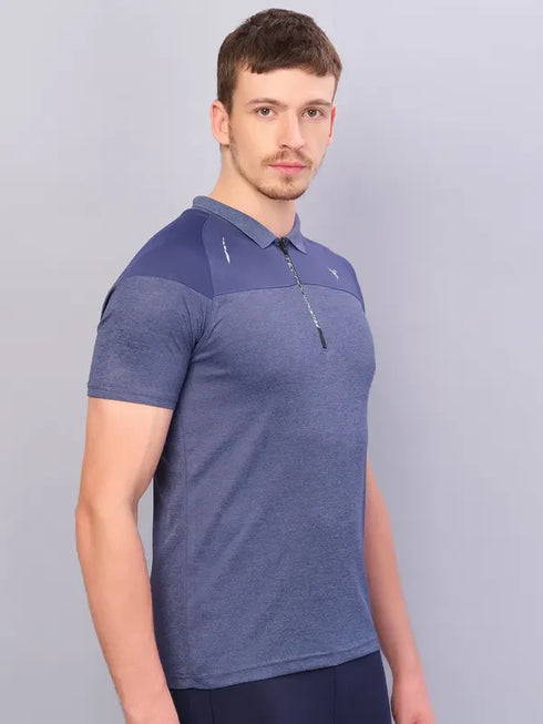 Men Melange Slim Fit Polo T-shirt with DOUBLE COOL