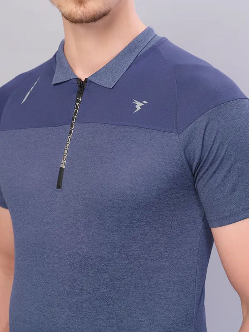 Men Melange Slim Fit Polo T-shirt with DOUBLE COOL