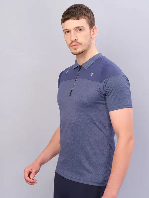 Men Melange Slim Fit Polo T-shirt with DOUBLE COOL