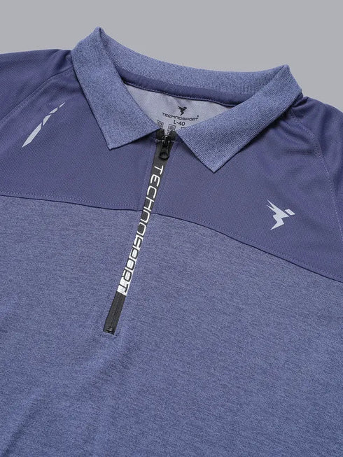 Men Melange Slim Fit Polo T-shirt with DOUBLE COOL