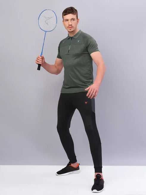 Men Melange Slim Fit Polo T-shirt with DOUBLE COOL