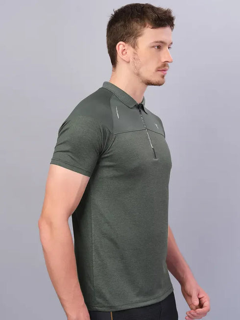 Men Melange Slim Fit Polo T-shirt with DOUBLE COOL