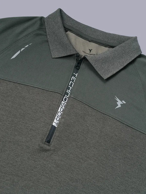 Men Melange Slim Fit Polo T-shirt with DOUBLE COOL