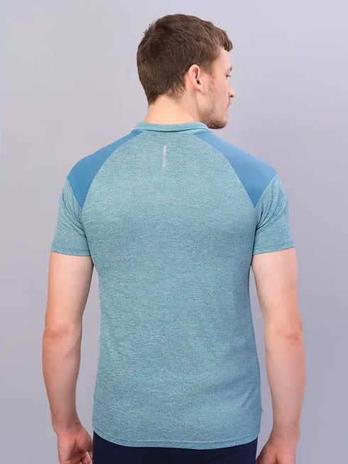 Men Melange Slim Fit Polo T-shirt with DOUBLE COOL
