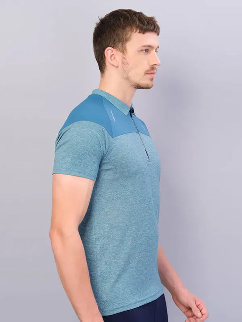 Men Melange Slim Fit Polo T-shirt with DOUBLE COOL