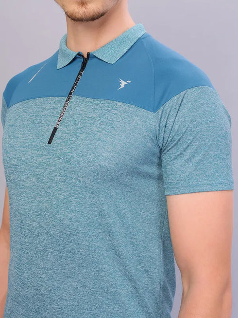Men Melange Slim Fit Polo T-shirt with DOUBLE COOL