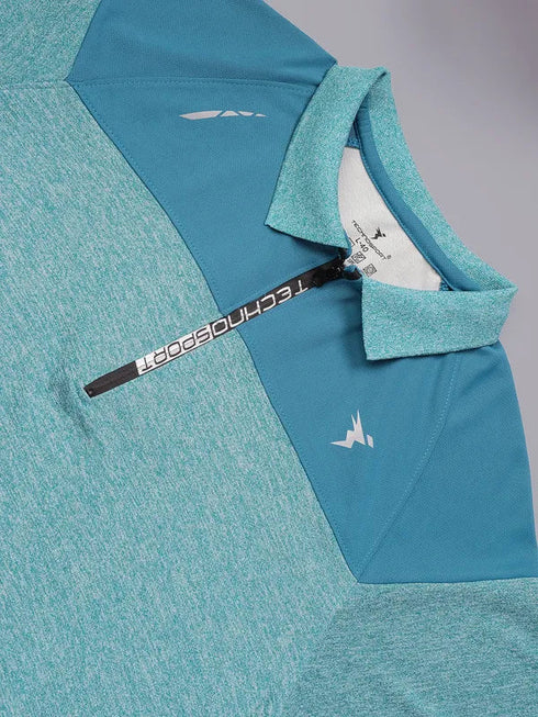 Men Melange Slim Fit Polo T-shirt with DOUBLE COOL