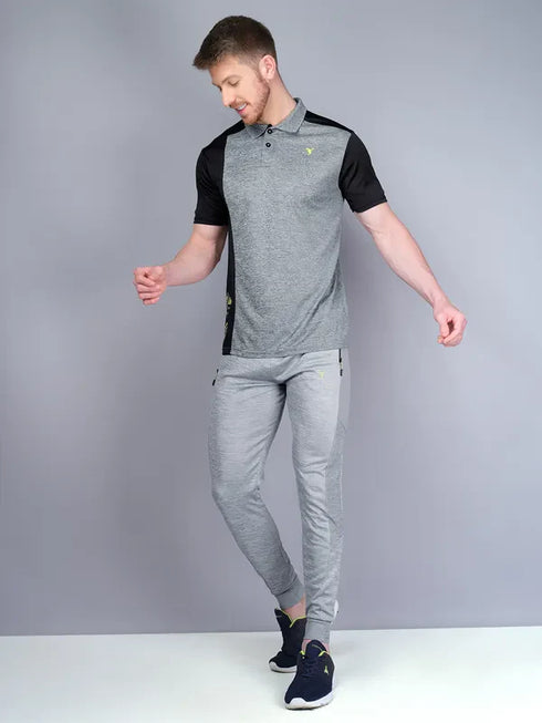 Men Melange Slim Fit Polo T-shirt with DOUBLE COOL