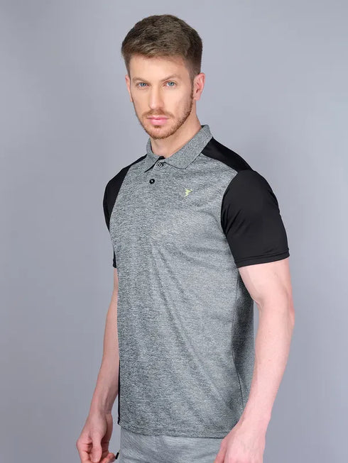 Men Melange Slim Fit Polo T-shirt with DOUBLE COOL