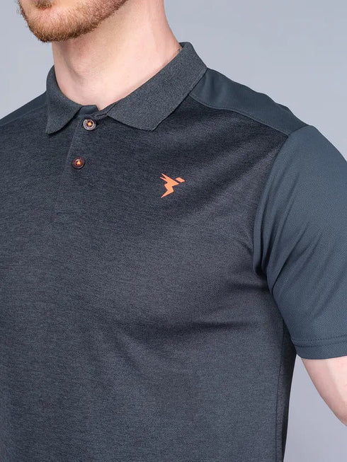Men Melange Slim Fit Polo T-shirt with DOUBLE COOL