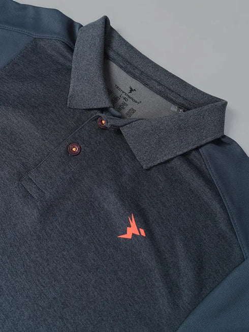 Men Melange Slim Fit Polo T-shirt with DOUBLE COOL