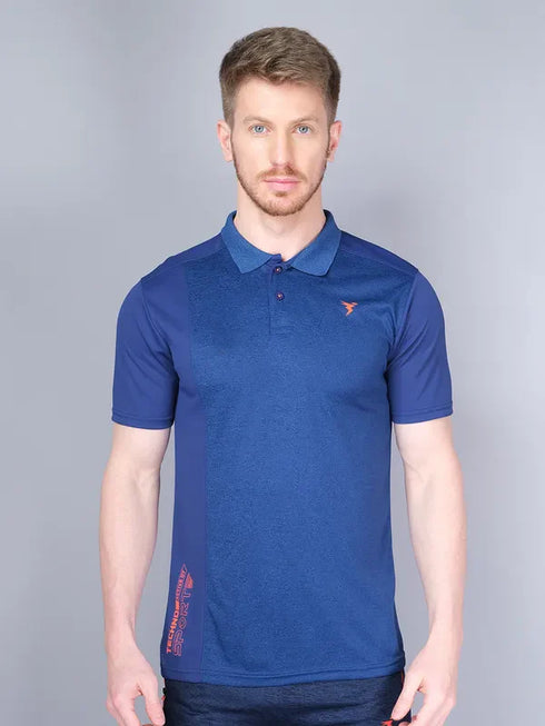 Men Melange Slim Fit Polo T-shirt with DOUBLE COOL