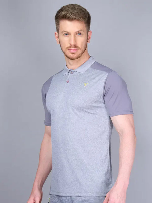 Men Melange Slim Fit Polo T-shirt with DOUBLE COOL
