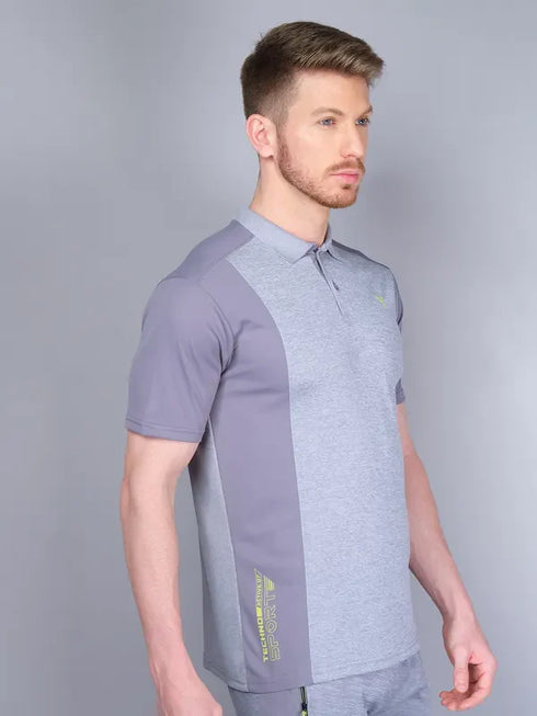Men Melange Slim Fit Polo T-shirt with DOUBLE COOL