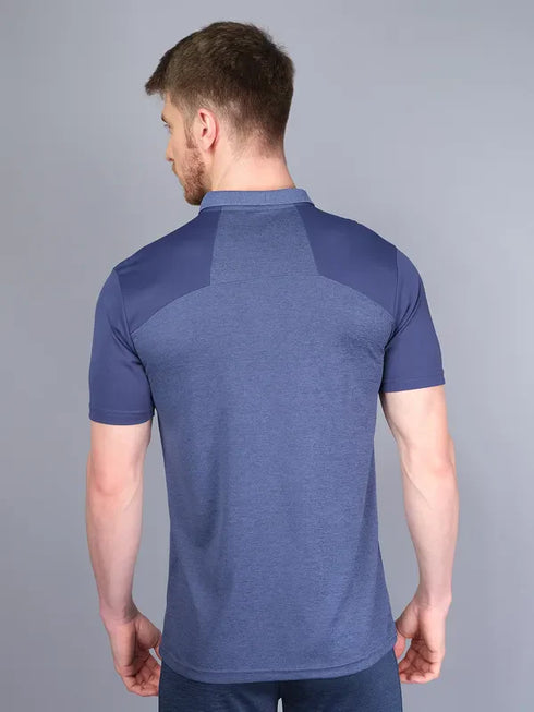Men Melange Slim Fit Polo T-shirt with DOUBLE COOL