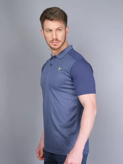 Men Melange Slim Fit Polo T-shirt with DOUBLE COOL