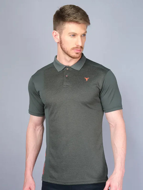 Men Melange Slim Fit Polo T-shirt with DOUBLE COOL
