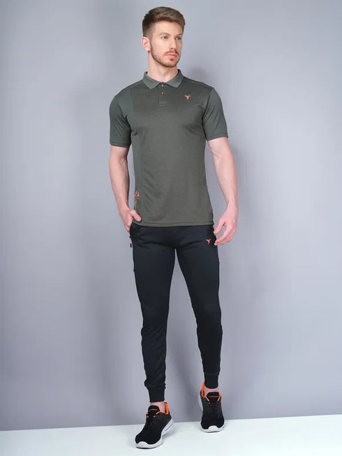 Men Melange Slim Fit Polo T-shirt with DOUBLE COOL