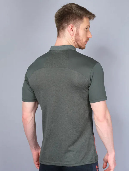 Men Melange Slim Fit Polo T-shirt with DOUBLE COOL