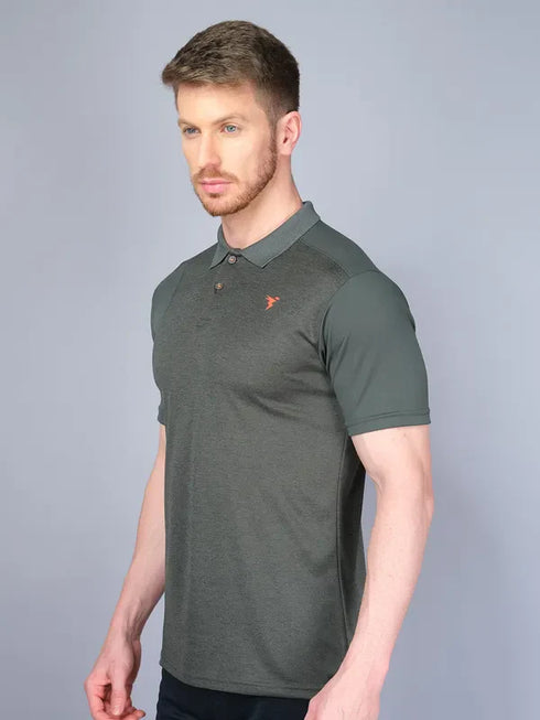 Men Melange Slim Fit Polo T-shirt with DOUBLE COOL