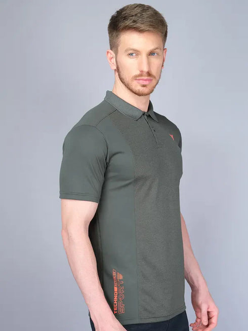 Men Melange Slim Fit Polo T-shirt with DOUBLE COOL
