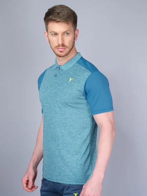 Men Melange Slim Fit Polo T-shirt with DOUBLE COOL