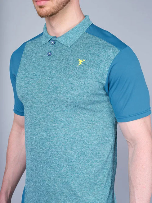 Men Melange Slim Fit Polo T-shirt with DOUBLE COOL