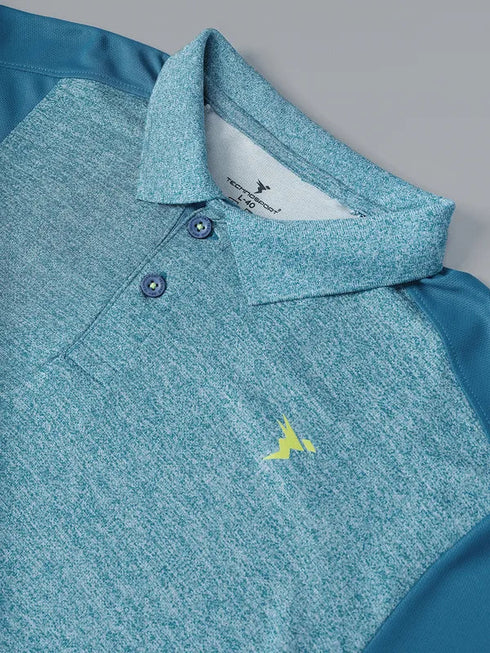 Men Melange Slim Fit Polo T-shirt with DOUBLE COOL