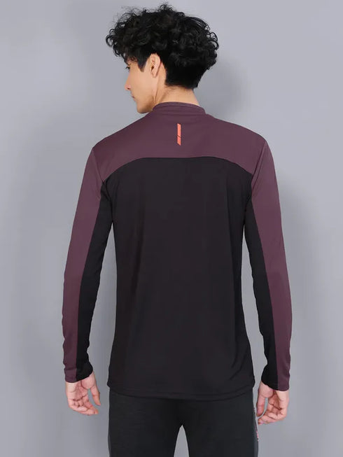 Men Colorblock Slim Fit Mock Neck T-shirt with TECHNO COOL