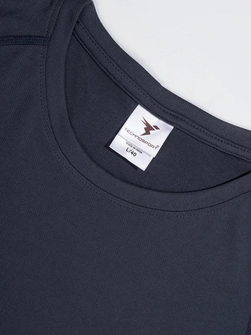 Men Solid Slim Fit Crew Neck T-shirt with TECHNO COOL