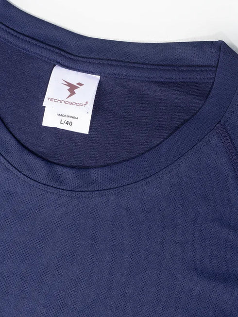 Men Solid Slim Fit Crew Neck T-shirt with TECHNO COOL
