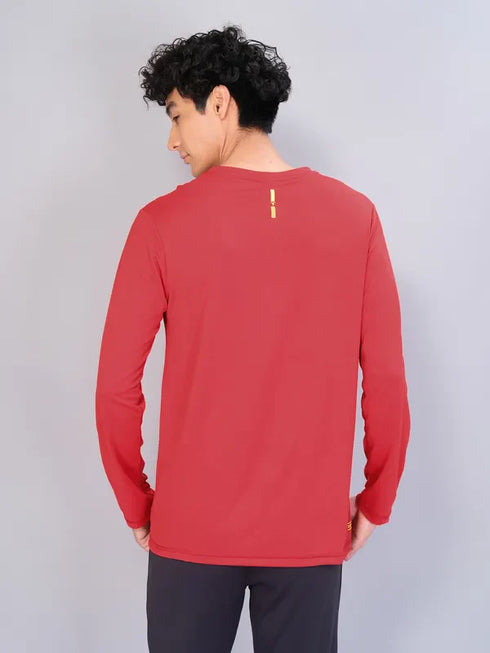 Men Solid Slim Fit Crew Neck T-shirt with TECHNO COOL