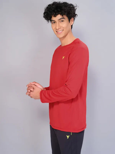 Men Solid Slim Fit Crew Neck T-shirt with TECHNO COOL
