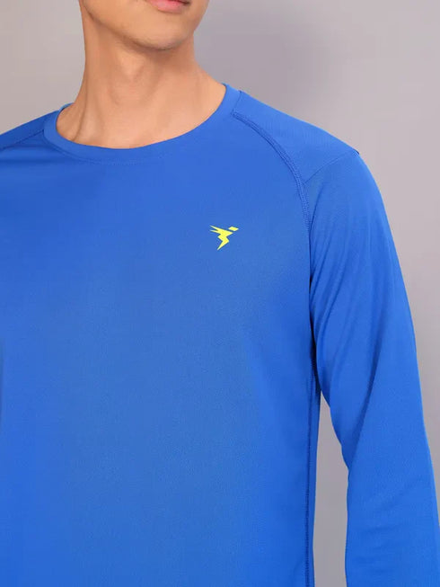 Men Solid Slim Fit Crew Neck T-shirt with TECHNO COOL