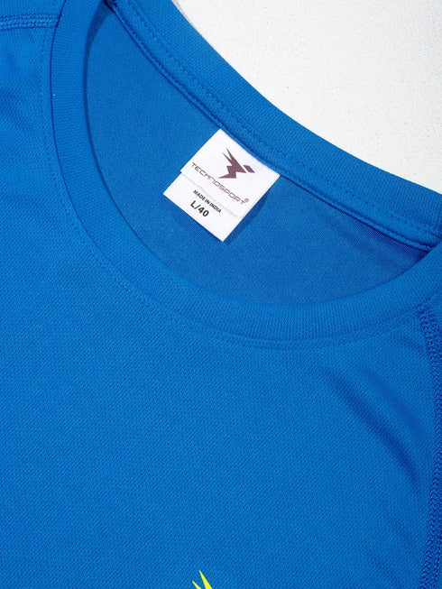 Men Solid Slim Fit Crew Neck T-shirt with TECHNO COOL
