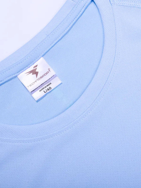Men Solid Slim Fit Crew Neck T-shirt with TECHNO COOL