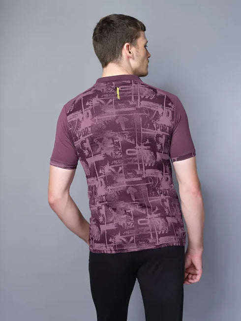 Men Printed Slim Fit Polo T-shirt with DOUBLE COOL