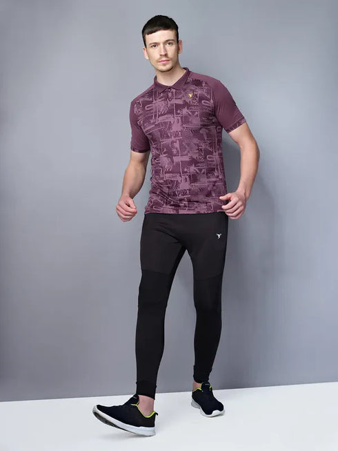 Men Printed Slim Fit Polo T-shirt with DOUBLE COOL