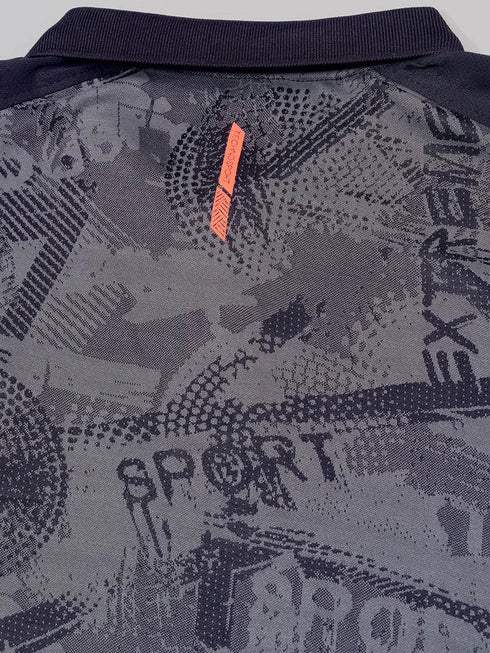 Men Printed Slim Fit Polo T-shirt with DOUBLE COOL